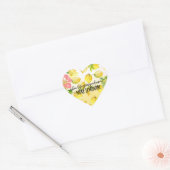 Sticker Cœur Citrons Aquarelle rose floral (Enveloppe)