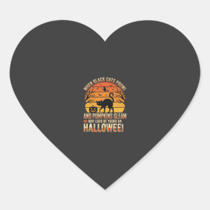 Sticker Cœur Citrouille Chat Noir Halloween Design Vectoriel