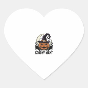 Sticker Cœur Citrouille de Halloween Chat Sorcière Chapeau Vint