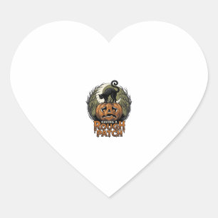 Sticker Cœur Citrouille d'Halloween Chat Tache Brute Gravure Vi