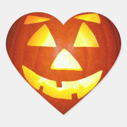Sticker Coeur Citrouille Halloween Jack-o'-lantern (Devant)