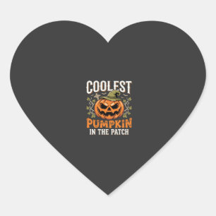 Sticker Cœur Citrouille la plus cool du patch design Halloween