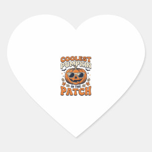 Sticker Cœur Citrouille la plus cool du patch Halloween vintage