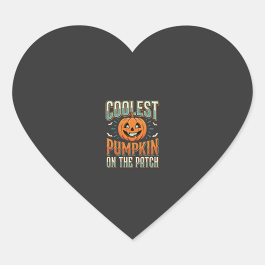 Sticker Cœur Citrouille la plus cool sur le patch Design Hallow (Devant)