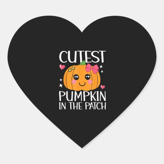 Sticker Cœur Citrouille le plus froid dans le Patch Halloween T (Devant)