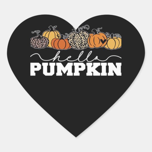 Sticker Cœur Citrouille Leopard Automne Femmes Mignonne Automne (Devant)