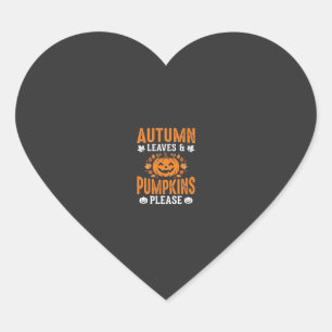 Sticker Cœur Citrouilles de feuilles d'automne S'il vous plaît
