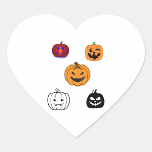 Sticker Cœur Citrouilles d'Halloween