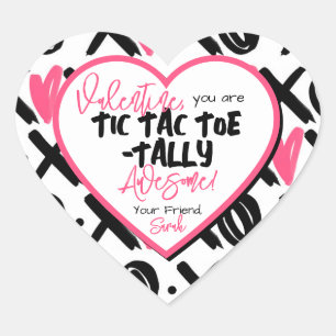 Sticker Cœur Classe Enfants Tic Tac Toe tally Awesome Valentine