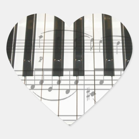 Sticker Cœur Clavier de piano et notes musicales (Devant)