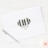 Sticker Cœur Clavier de piano et notes musicales (Enveloppe)