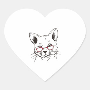 Sticker Cœur Clipart du chat