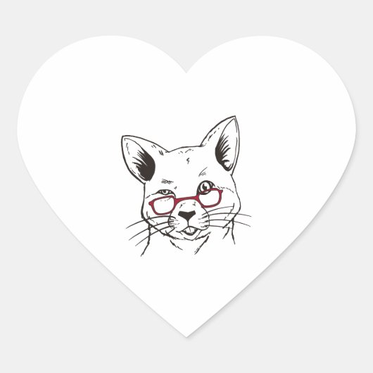Sticker Cœur Clipart du chat (Devant)