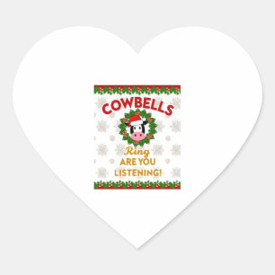 Sticker Cœur Clochettes de vache sonnent vous écoutez Noël Drôl