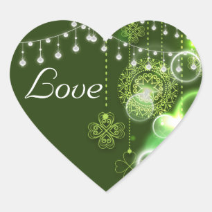 Sticker Cœur Clovers celtique Vert et blanc Amour irlandais