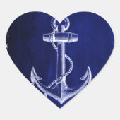 Sticker Cœur coastal chic nautical marine (Devant)
