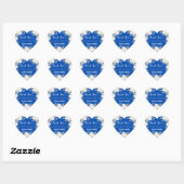 Sticker Cœur Cobalt bleu blanc fleurons coeur merci mariage (Feuille)