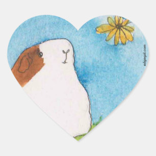 Sticker Cœur Cobaye avec l'autocollant de coeur de fleur