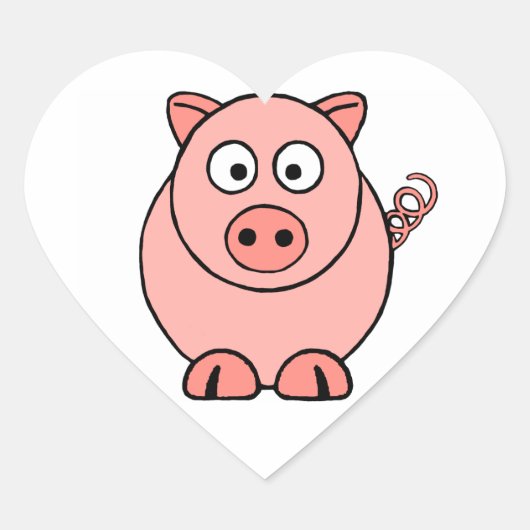 Sticker Cœur Cochon rose (Devant)