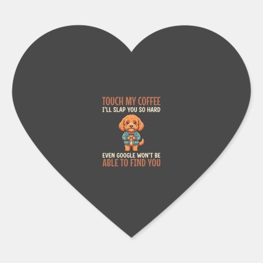 Sticker Cœur Cockapoo Amoureux de Café Drôle (Devant)