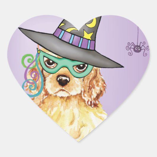Sticker Cœur Cocker Spaniel Witch (Devant)