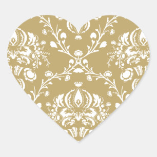 Sticker Cœur Cocoa and Cream Damask
