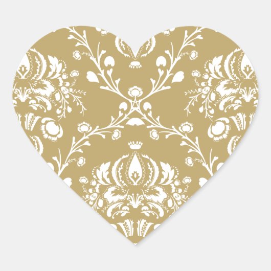 Sticker Cœur Cocoa and Cream Damask (Devant)