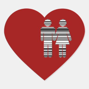 Sticker Cœur code barre homme et femme