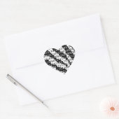 Sticker Cœur Code binaire Zebra noir et blanc (Enveloppe)