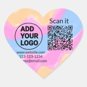 Sticker Cœur Code QR simple minimaliste ajouter un logo scanner