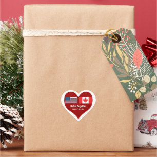 Sticker Cœur Coeur Amérique et Canada mieux ensemble