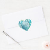 Sticker Cœur Cœur Aquarelle Bleu Clair Saint-Valentin Mignon (Enveloppe)