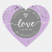 Sticker Cœur coeur argent fait main avec monogramme d'amour (Devant)