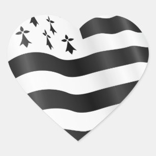 Sticker Cœur Coeur avec drapeau Bretin à l'intérieur