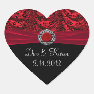 Sticker Cœur Coeur baroque rouge et noir