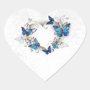Sticker Cœur Coeur bijoux avec papillons Morpho