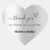 Sticker Cœur Coeur d'argent merci mariage (Devant)