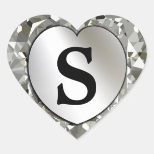 Sticker Cœur Coeur De Diamants Ajouter N'Importe Quel Monogramm