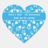 Sticker Cœur Coeur de fleur bleu avec fleurs motif (Devant)