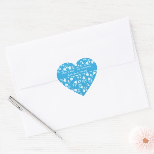 Sticker Cœur Coeur de fleur bleu avec fleurs motif (Enveloppe)