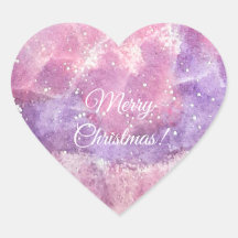 Coeur de Noël scintillant à l'aquarelle rose