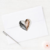 Sticker Cœur Coeur de plumes - Sepia (Enveloppe)