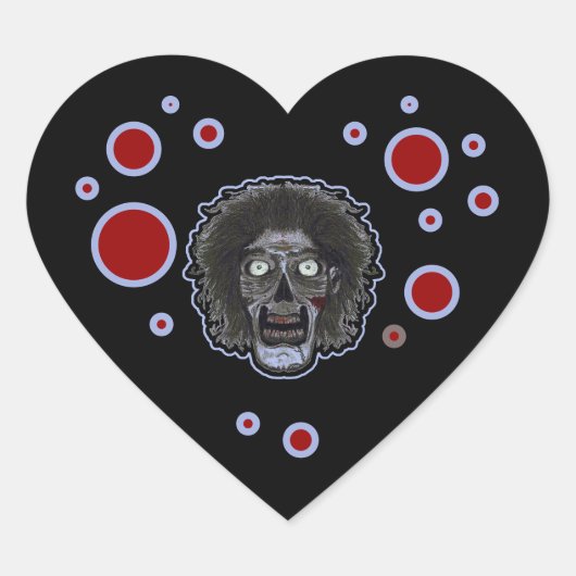 Sticker Cœur Cœur de Zombie Noir (Devant)