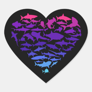 Sticker Cœur Coeur des requins Amateur de requins Vie marine co