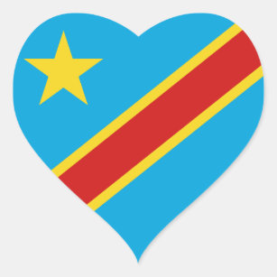Sticker Cœur Coeur du drapeau Congo-Kinshasa