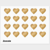 Sticker Cœur Cœur en dégradé doré couples monogramme cadeau de (Feuille)
