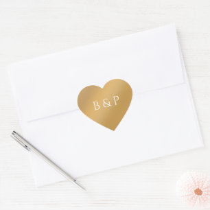 Sticker Cœur Cœur en dégradé doré couples monogramme cadeau de