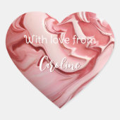 Sticker Cœur Coeur en marbre rose (Devant)