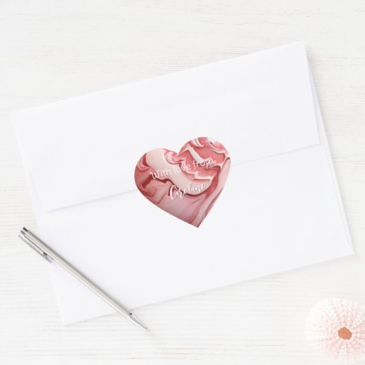 Sticker Cœur Coeur en marbre rose (Enveloppe)