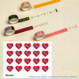Sticker Cœur Coeur et flèche turquoise